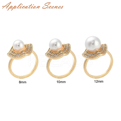 Brass Micro Pave Clear Cubic Zirconia Peg Bails Cuff Finger Ring Settings KK-T062-109G-NF-1