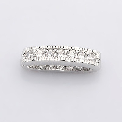 Oval Brass Micro Pave Cubic Zirconia Multi-Strand Links ZIRC-P004-27P-NR-1