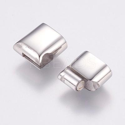 Tarnish Resistant Rectangle 304 Stainless Steel Magnetic Clasps with Glue-in Ends STAS-M195-11-1