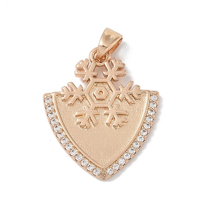 Brass Micro Pave Clear Cubic Zirconia Pendants KK-P273-04KCG-1