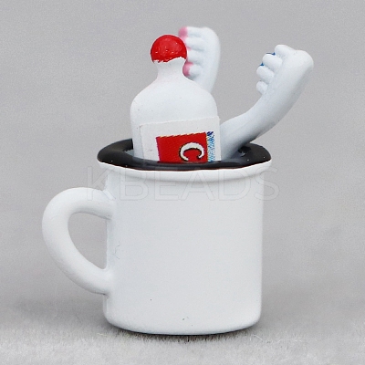 Alloy Toothbrush Toothpaste Set Miniature Ornaments PW-WG092FD-01-1