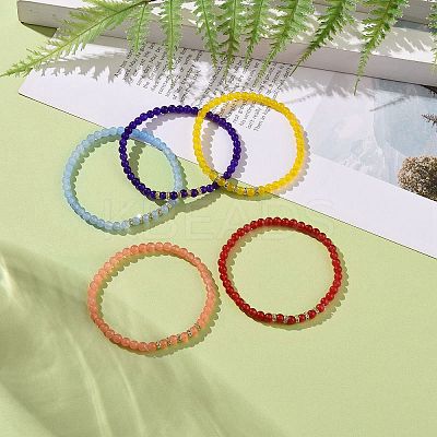 Round Natural Malaysia Jade(Dyed) Bead Stretch Bracelets BJEW-JB09127-1