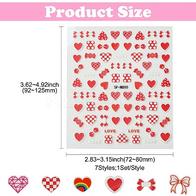 7 Sheets 7 Styles Valentine's Day Theme Paper Nail Art Sticker DIY-CJ0002-86-1