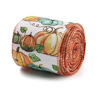 5 Yards Thanksgiving Day Printed Polyester Wired Ribbon LS-OCOR-K009-01A-1