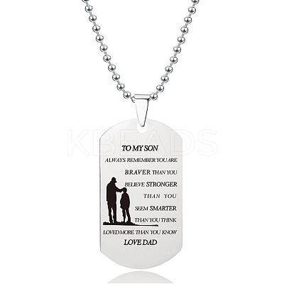 201 Stainless Steel To My Son Dog Tag Pendant Ball Chain Necklaces FS-WG527E6-06-1
