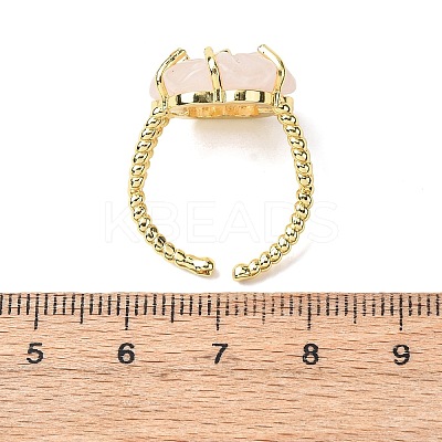 Flower Natural Mixed Stone Cuff Rings RJEW-G366-01G-1