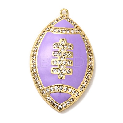 Rack Plating Brass Enamel with Cubic Zirconia Pendant KK-A229-32G-1