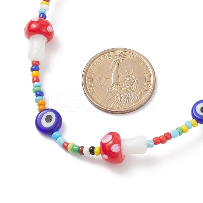 Mushroom Handmade Lampwork Beaded Necklaces for Women NJEW-JN03983-1