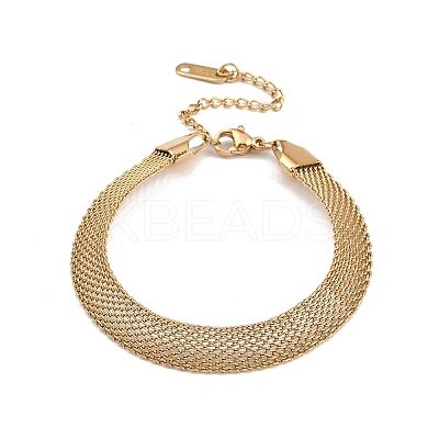 304 Stainless Steel Mesh Chains Bracelets for Women LS-BJEW-G759-05G-1
