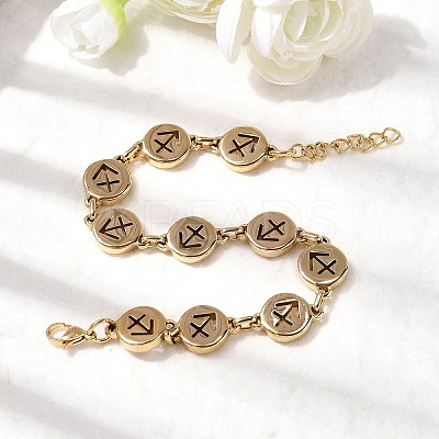 12 Constellations 304 Stainless Steel Link Chain Bracelets BJEW-I239-01G-07-1