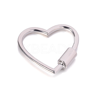 Alloy Heart-shaped Locking Carabiner Clasps PW-WG54507-03-1