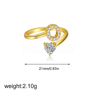 Brass Micro Pave Clear Cubic Zirconia Cuff Open Rings FS-WGF859A-22-1