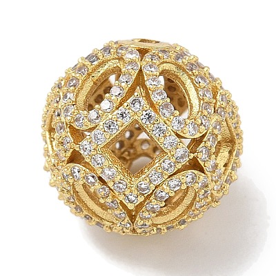 Rack Plating Brass Micro Pave Cubic Zirconia Beads KK-L224-019G-1