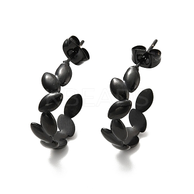 Ion Plating(IP) 304 Stainless Steel Leaf Wrap Stud Earring EJEW-P202-03EB-1