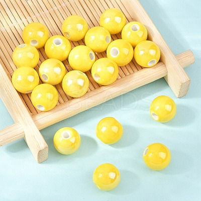 Glazed Porcelain Round Beads X-PORC-S489-10mm-10-1