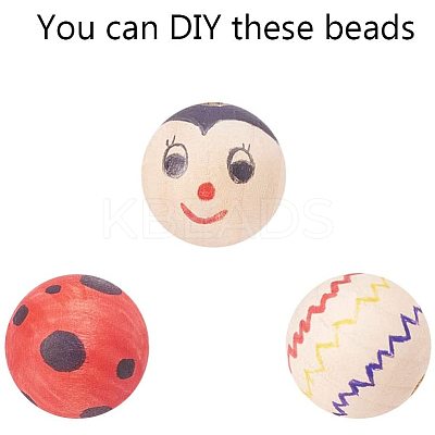 Round Unfinished Wood Beads WOOD-PH0008-14-1