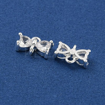 Brass Pave Clear Cubic Zirconia Connector Charms KK-B096-04S-1