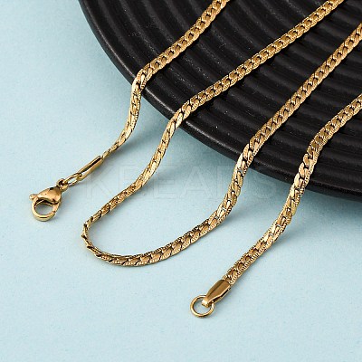 3MM 304 Stainless Steel Curb Chain Necklaces NJEW-P338-03G-1
