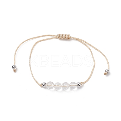 3Pcs 3 Style Natural Quartz Crystal Braided Bead Bracelets Set BJEW-JB09334-09-1