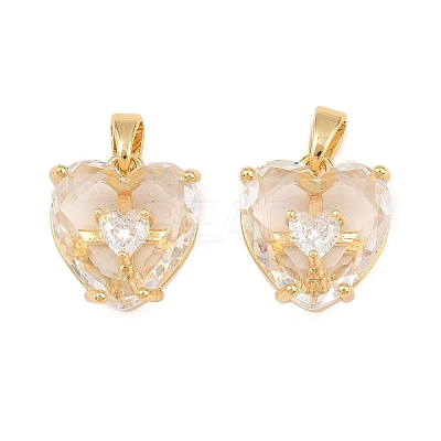 Brass Micro Pave Cubic Zirconia Pendants KK-I475-03G-01-1
