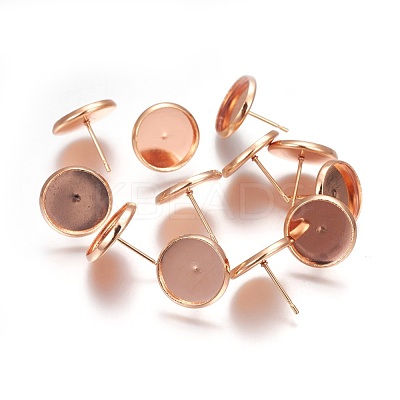 304 Stainless Steel Stud Earrings Findings STAS-P227-38RG-B-1