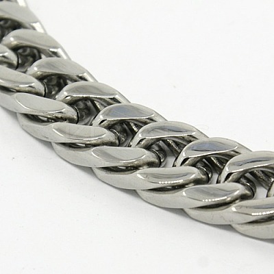 Tarnish Resistant 201 Stainless Steel Cuban Link Chain Necklaces LS-NJEW-F039-23-1