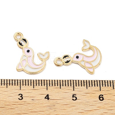 Light Gold Plated Alloy Enamel Pendants ENAM-M219-11KCG-02-1