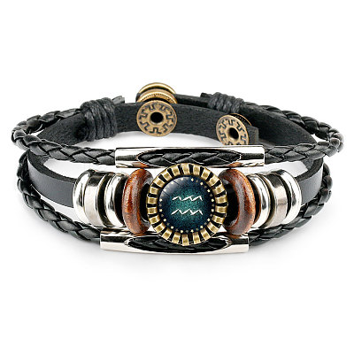 12 Constellations PU Leather Multi-strand Bracelets WGFD09F-11-1