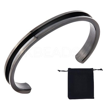 1Pc 304 Stainless Steel Grooved Bangles FIND-UN0043-39EB-1