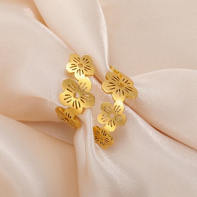 304 Stainless Steel Open Cuff Rings for Women RJEW-K302-02G-1