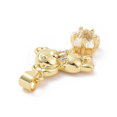 Brass Micro Pave Cubic Zirconia Pendants KK-E074-03G-05-1