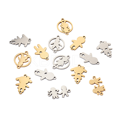 14Pcs 14 Style 201 Stainless Steel Connector Charms STAS-PJ0001-27-1