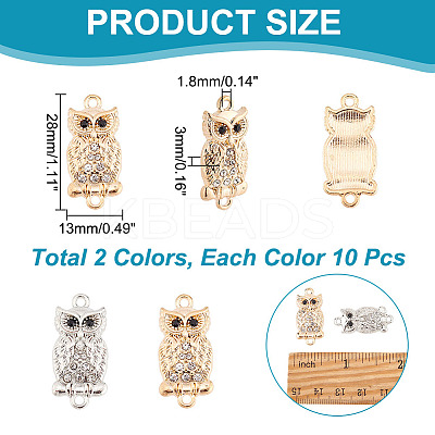 20Pcs 2 Colors Zinc Alloy Rhinestone Connector Charms FIND-AR0002-72-1