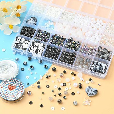 DIY Imitation Gemstone Stretch Bracelet Making Kit DIY-FS0003-32-1