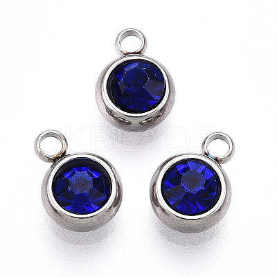 303 Stainless Steel Rhinestone Charms STAS-S068-16-1