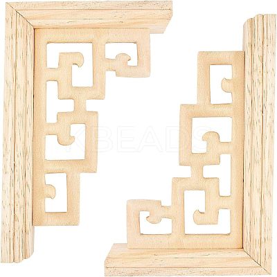 Natural Solid Wood Carved Onlay Applique Craft WOOD-FH0001-38-1