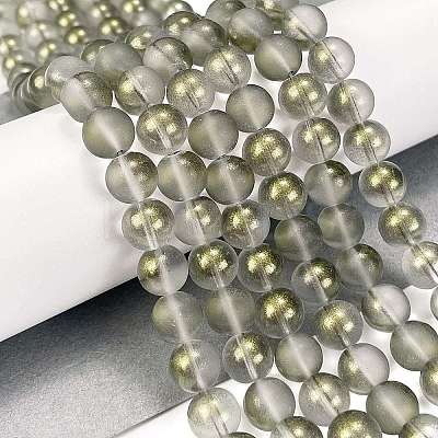 Frosted Transparent Glass Bead Strands GLAA-P065-10mm-12-1