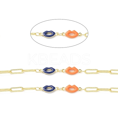 Handmade Enamel Lip Link Chains CHC-M024-05G-03-1
