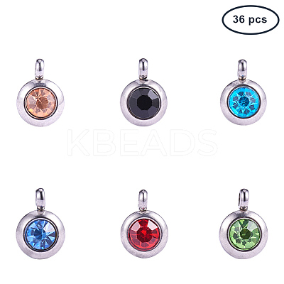 Trendy Original Color 304 Stainless Steel Grade A Rhinestone Charm Pendants RB-PH0008-04-1