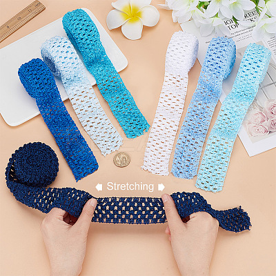 14M 7 Style Blue Series Elastic Crochet Headband Ribbon OCOR-BC0005-36-1