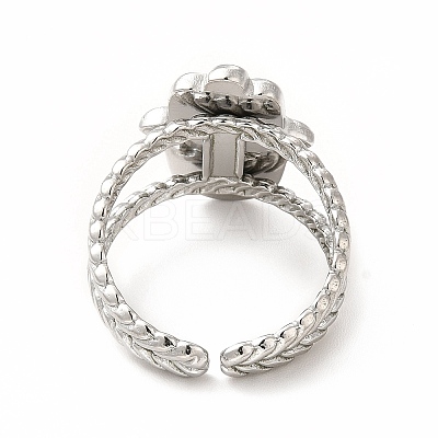 Tarnish Resistant 304 Stainless Steel Hamsa Hand Open Cuff Ring Settings LS-RJEW-B027-22P-1