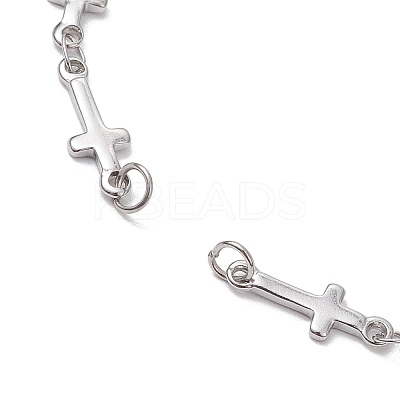 304 Stainless Steel Cross Link Chain Bracelet Making AJEW-JB01299-02-1