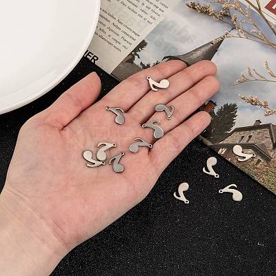 Tarnish Resistant 10PCS Original Color Music Note Charms 201 Stainless Steel Pendants X-STAS-Q115-1
