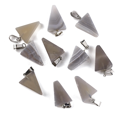 Natural Grey Agate Pendants G-WH0026-07D-1