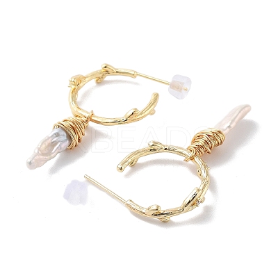 Natural Pearl Ear Studs EJEW-P256-50G-1