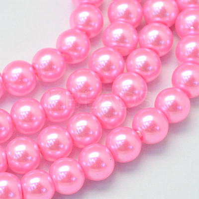 Baking Paint Pearlized Glass Pearl Round Bead Strands HY-Q003-4mm-68-1