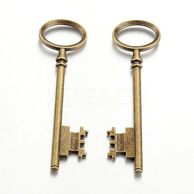 Tibetan Style Alloy Skeleton Key Large Pendants LS-TIBEP-S105-AB-RS-1