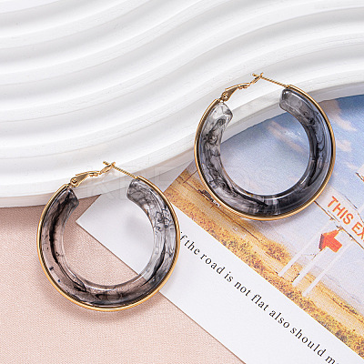 304 Stainless Steel Acrylic Hoop Earrings FS-WG57303-04-1