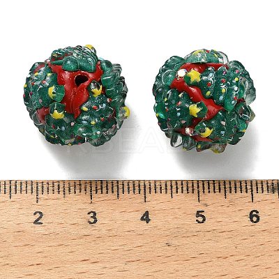 Christmas Theme Polymer Clay Rhinestone Beads with Resin X-RESI-Z045-01B-1