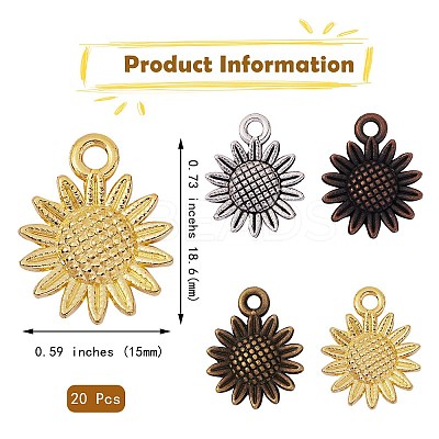 80Pcs 4 Colors Tibetan Style Alloy Pendants FIND-SZ0001-84-1